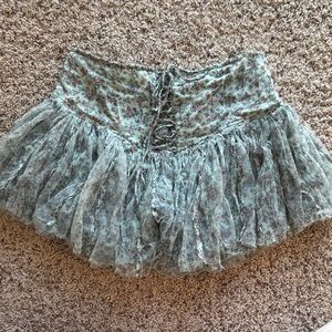 Free People Floral Mini Skirt - Green and Purple